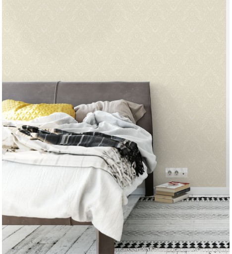 Papel de Parede Budapeste em Tons de Branco e Bege Claro