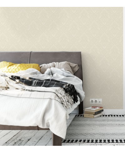 Papel de Parede Budapeste em Tons de Branco e Bege Claro