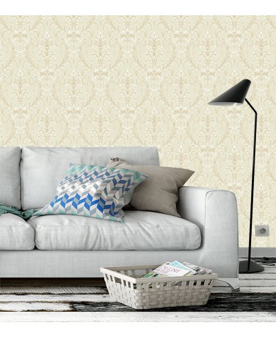 Papel de Parede Budapeste em Bege Claro e Detalhes Mais Escuros