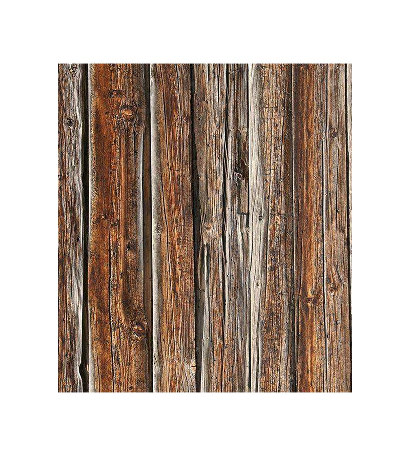 Papel de Parede Madeira Envelhecida em Tons Marrom e Cinza - Madeira 92