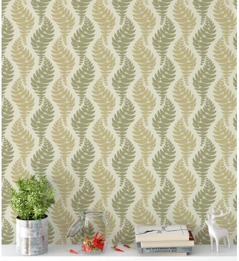 Papel de Parede Madrid em Tons Verde e Bege