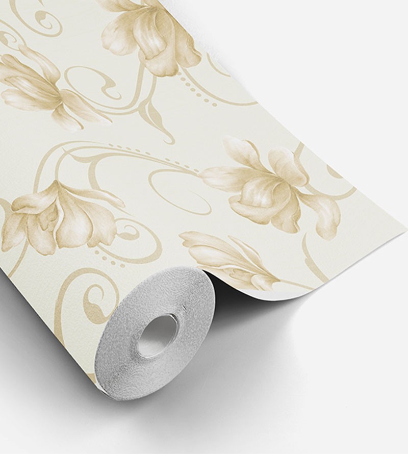 Papel De Parede Floral Ramalhete Bege e Marrom