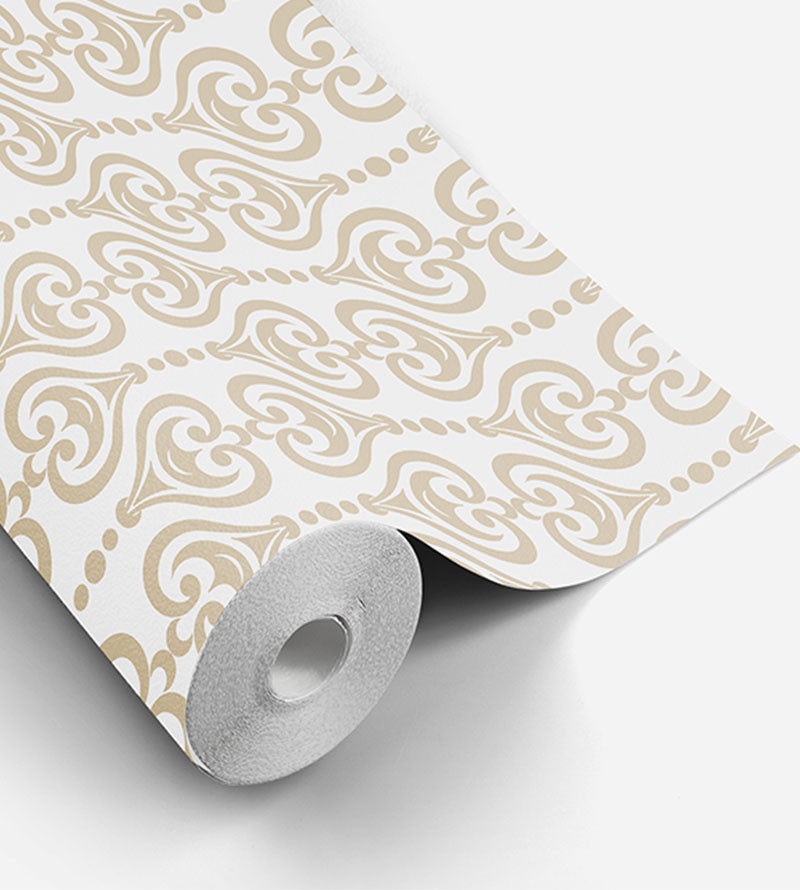 Papel de parede em tons bege e branco