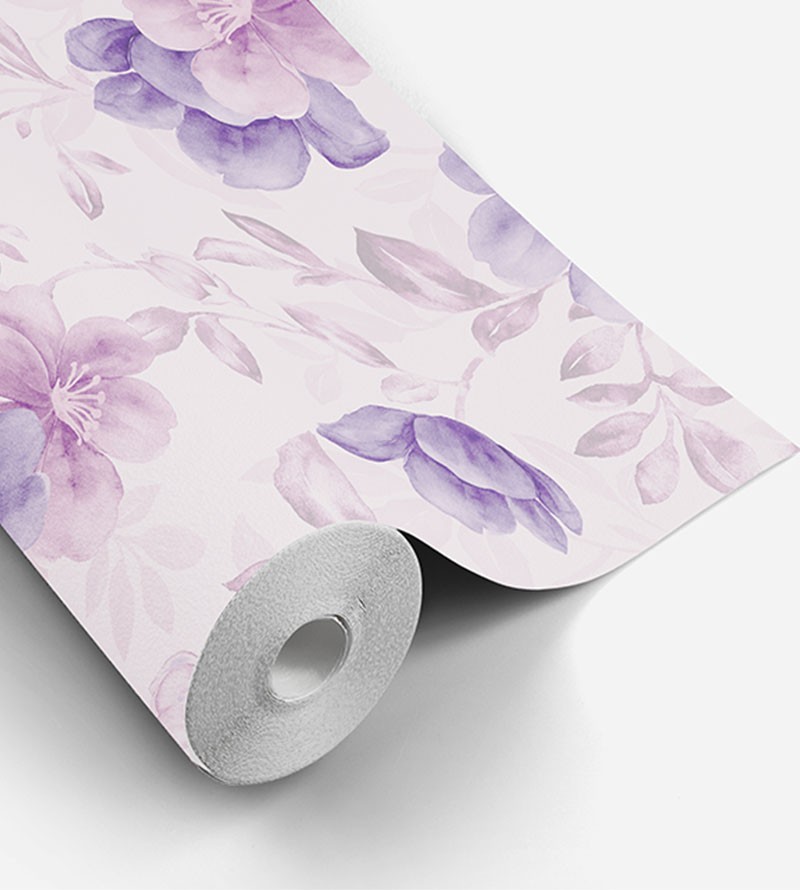 Papel de parede roxo, pink e com fundo em tons claros de roxo