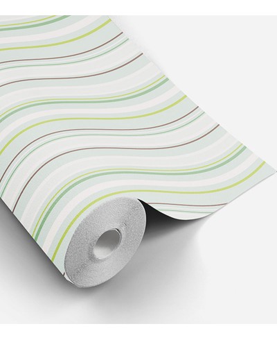 Papel de parede listrado de verde, verde oliva e branco