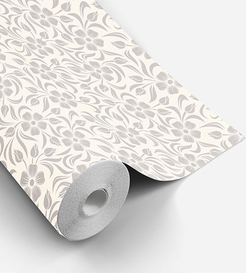 Papel de parede floral nos tons de cinza e tons de bege - Glamour 10