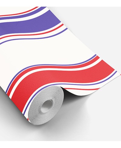 Papel de parede listrado azul, branco e vermelho