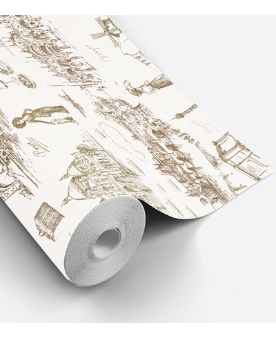 Papel de parede com fundo branco e desenhos em tons cinza Papel de parede com fundo branco e desenhos em tons cinza