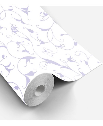 Papel de parede com fundo branco e detalhes em tons lilás - Dream 67 Papel de parede com fundo branco e detalhes em tons lilás - Dream 67