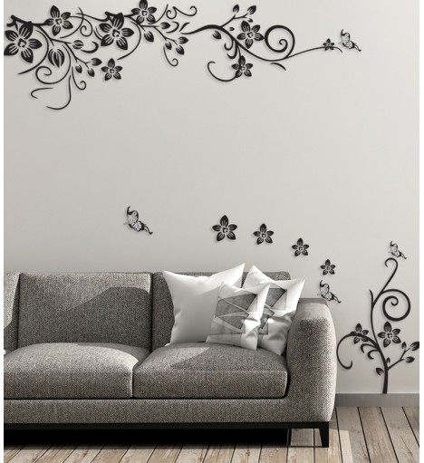 Adesivo Galho, Flores e Borboletas