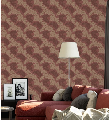 Papel de Parede Madrid em Tons de Marrom, Vermelho e Bege