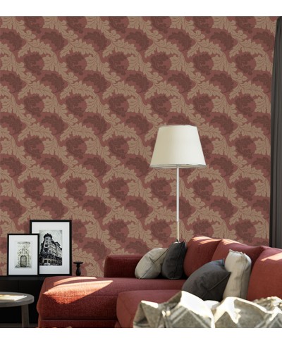 Papel de Parede Madrid em Tons de Marrom, Vermelho e Bege Papel de Parede Madrid em Tons de Marrom, Vermelho e Bege