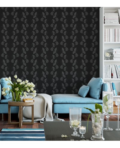 Papel de Parede Madrid em Tons de Cinza e Detalhes em Flores Papel de Parede Madrid em Tons de Cinza e Detalhes em Flores