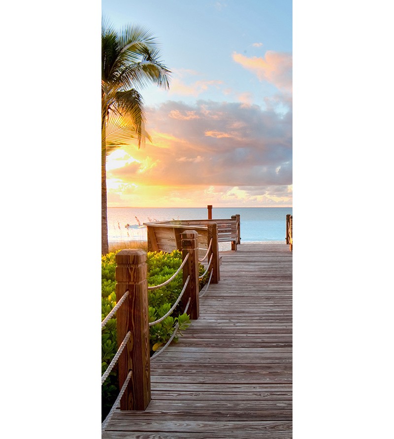 Adesivo de Porta Paisagem Ponte Praia