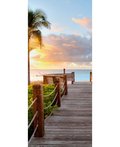 Adesivo de Porta Paisagem Ponte Praia