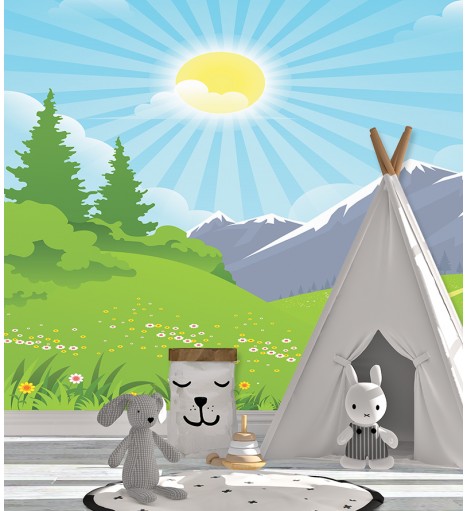 Painel Fotomural Paisagem Campo Montanhas