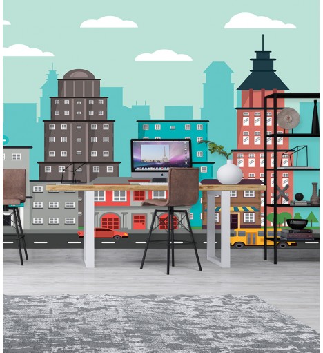 Papel de Parede Fotomural Cidade Cute