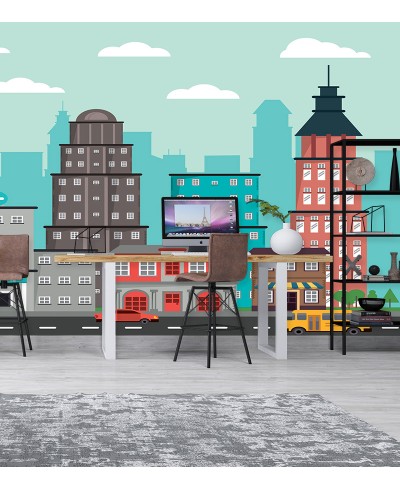 Papel de Parede Fotomural Cidade Cute Papel de Parede Fotomural Cidade Cute