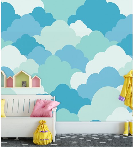 Papel de Parede Fotomural Nuvem Cute Azul