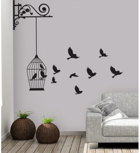 Adesivo Gaiola Pássaros
