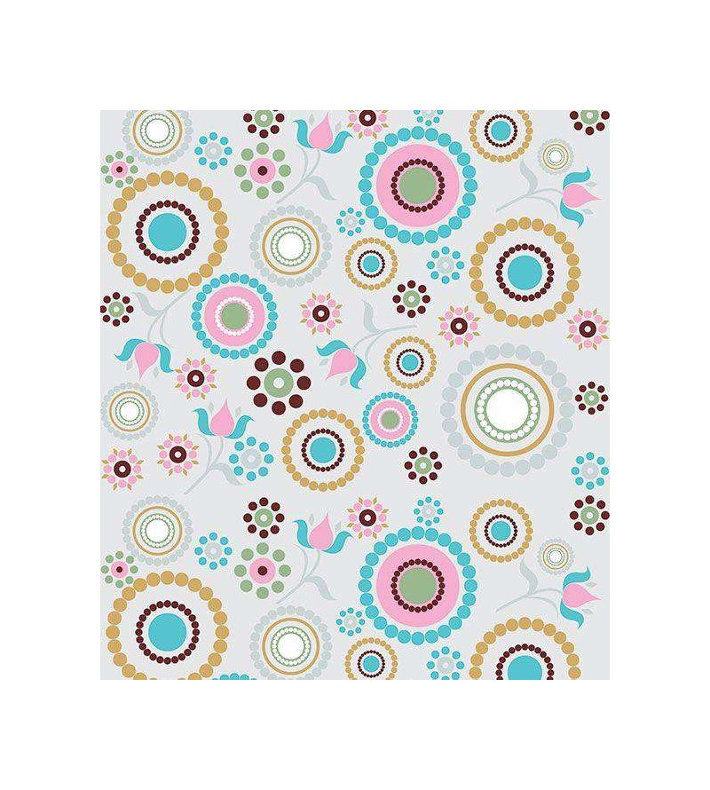 Papel de parede com fundo cinza (gelo) e detalhes em cores clara - Teen 14