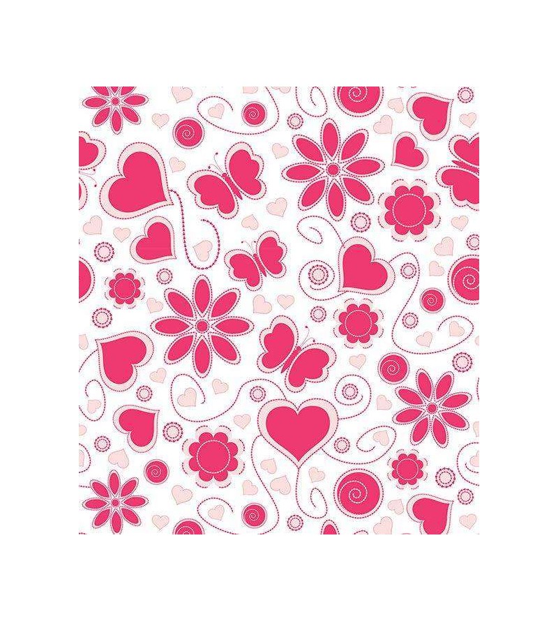 Papel de parede com fundo branco e detalhes em vermelho e rosa claro - Teen 20